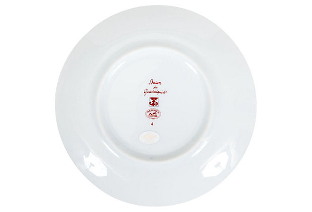 Hermes Red & White Porcelaine Plate