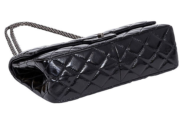 Chanel Black Patent Jumbo Flap Bag - Vintage Lux