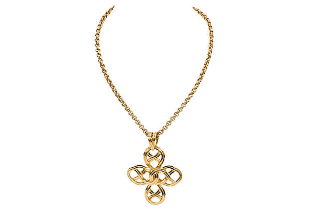 Chanel Vintage CC Clover Pendant Necklace - Gold-Plated Pendant Necklace,  Necklaces - CHA924564 | The RealReal