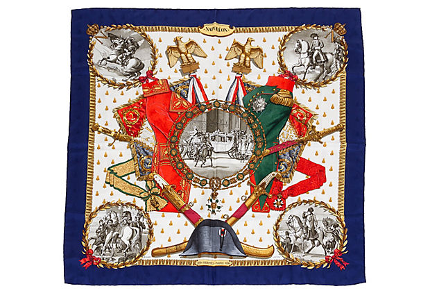Hermès Collectible Napoleon Navy Scarf