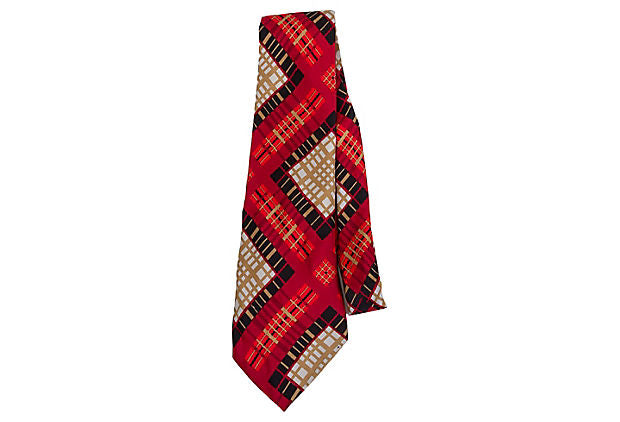Lanvin Silk Red Plaid Tie