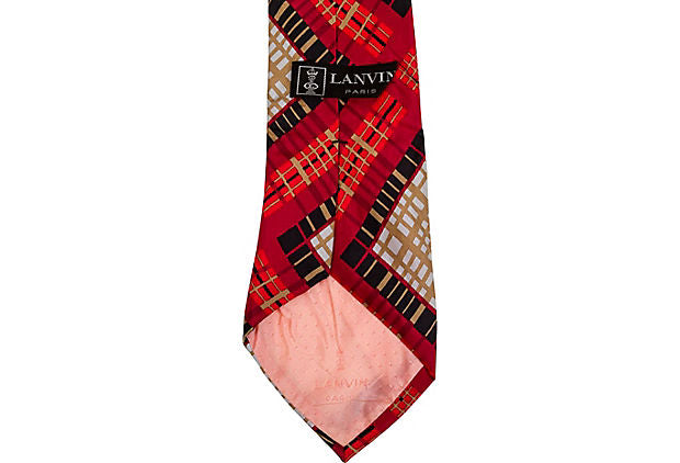 Lanvin Silk Red Plaid Tie