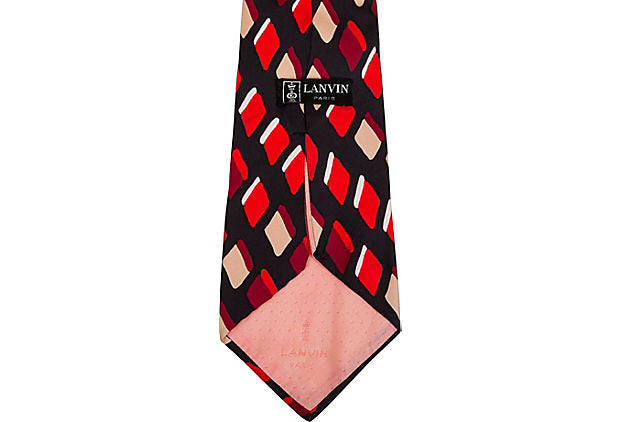 Lanvin Diamond Red Print Silk Tie