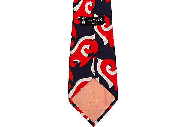 Lanvin 70's Silk Red Geometric Tie