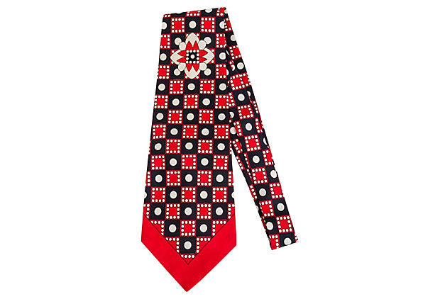 Ungaro Geometric Red Silk Tie