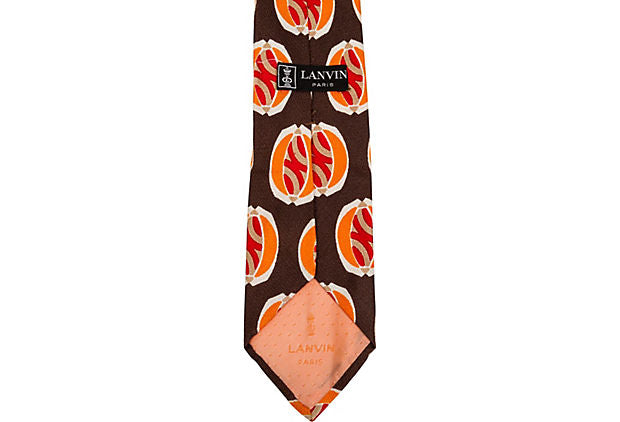 Lanvin Chocolate Orange Silk Tie 70s