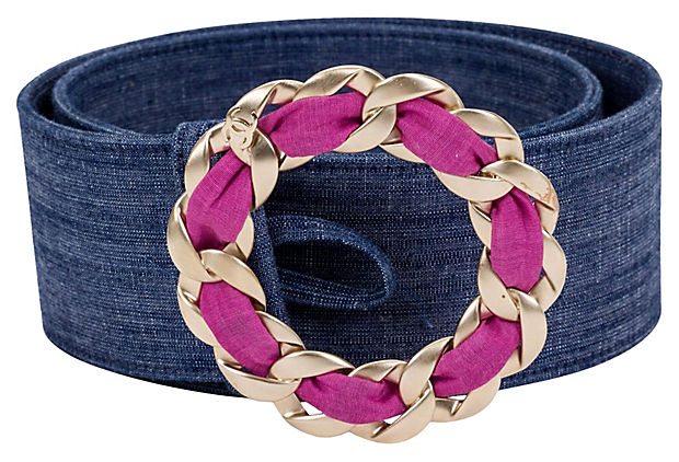 Chanel Denim Chain Belt Vintage Lux1