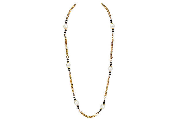 Chanel Pearl & Onyx Sautoir Necklace