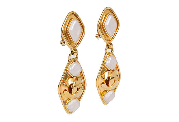 Chanel Gold & Gripoix Drop Earrings