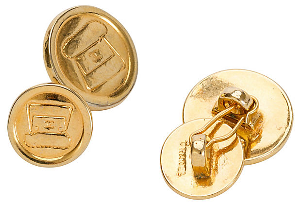 Chanel Gold-Plated Flap Bag Cufflinks - Vintage Lux