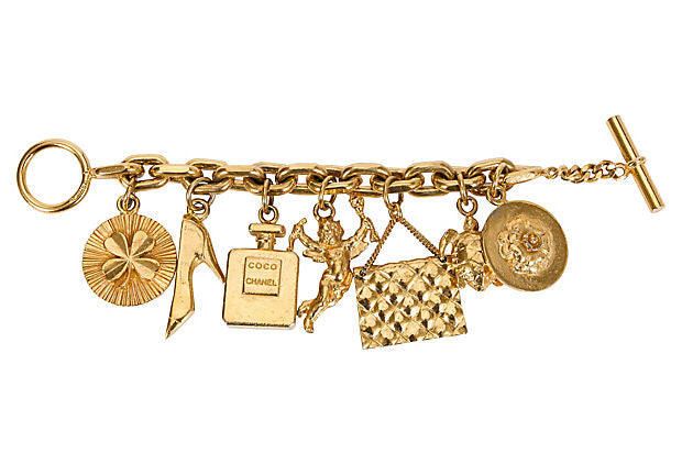 Vintage, Jewelry, Vtg Gold Tone Shamrock 4 Leaf Clover Faux Pearl Charm  Bracelet