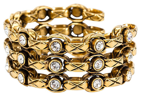 Chanel 70s Camellia Cage Cuff Bracelet - Vintage Lux