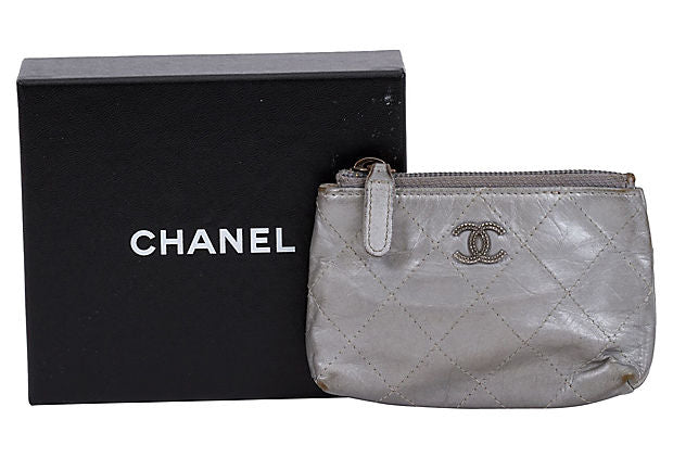 Chanel Silver Metallic Small Pochette