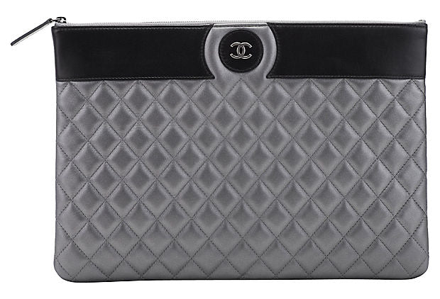 Chanel Large Pewter & Black Clutch
