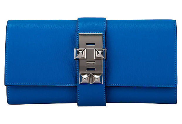 Hermès Blue Zanzibar Chevre Medor Clutch