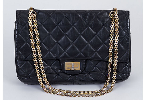 Chanel 2.55 Black Caviar 227 Classic Flap Shoulder Bag
