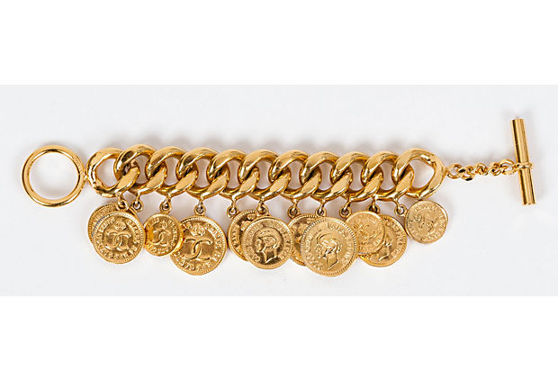 Chanel 70s Dangling Coin Gold Bracelet - Chanel - Vintage Lux