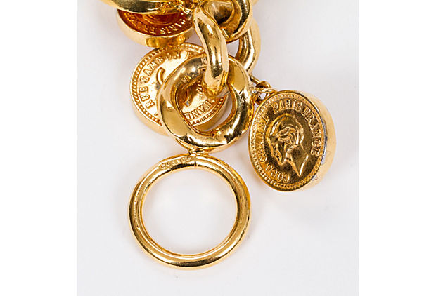 Chanel 70s Dangling Coin Gold Bracelet
