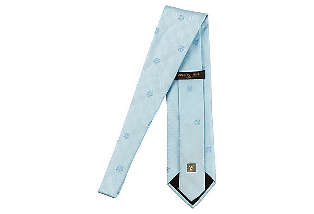 Louis Vuitton Necktie Blue Silk Monogram Dot Pattern Used Japan Fedex