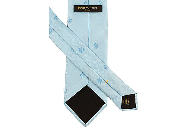 Louis Vuitton Blue Logo Embossed Tie