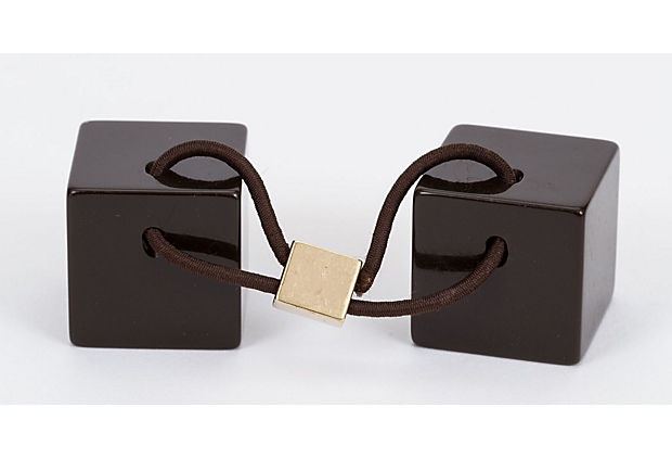 Vuitton Brown Resin Cube hair Tie - Vintage Lux