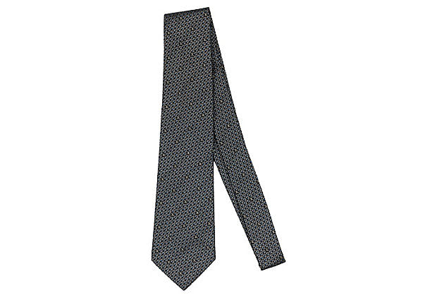 Chanel Gray Logo Silk Tie