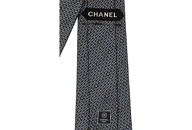 Chanel Gray Logo Silk Tie - Vintage Lux