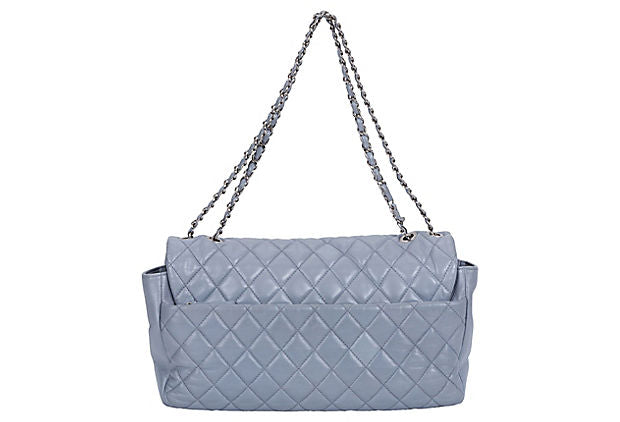 Chanel 2009-2010 Maxi Classic Flap Gunmetal Quilted Lambskin