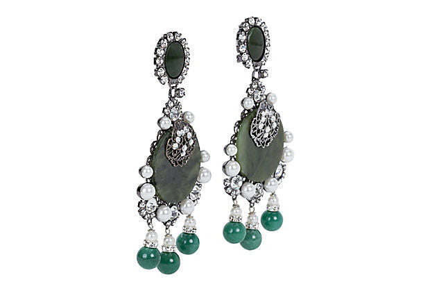Vrba Oversize Jade Pearl Earrings