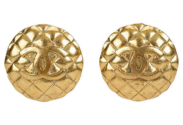 1980s Chanel Quilted Clip Earrings - Vintage Lux