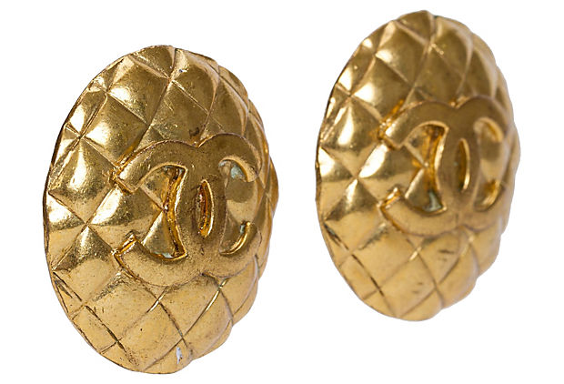 1980s Chanel Quilted Clip Earrings - Vintage Lux