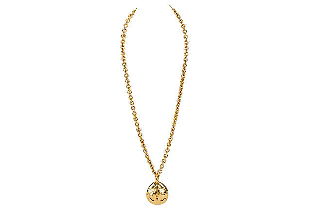 1994 Chanel Drop Quilted CC Necklace