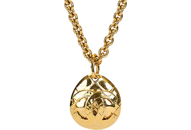 1994 Chanel Drop Quilted CC Necklace