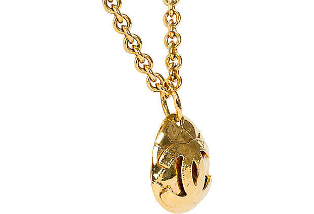 1994 Chanel Drop Quilted CC Necklace