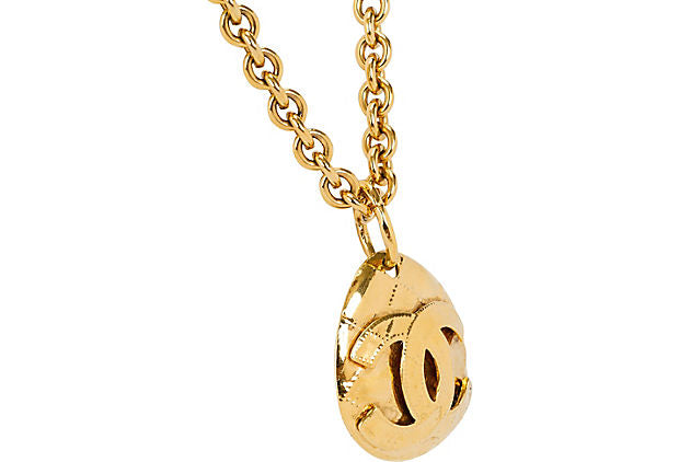 1994 Chanel Drop Quilted CC Necklace