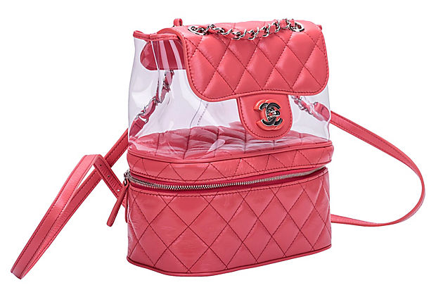 bright pink leather backpack Chanel Vinyl & Pink Leather Backpack