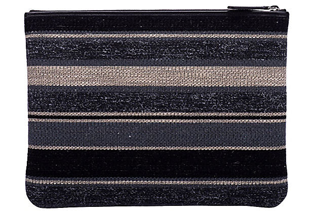 Chanel Medium Black Striped Clutch