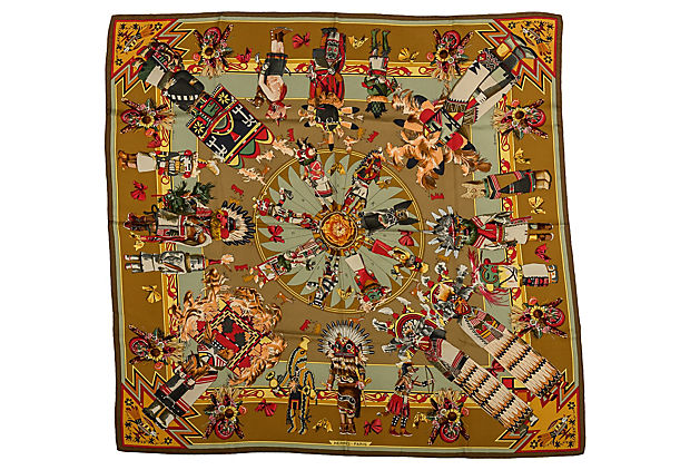 Hermès Brown Kachinas Scarf