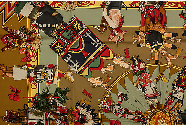 Hermès Brown Kachinas Scarf