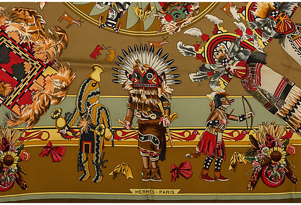 Hermès Brown Kachinas Scarf