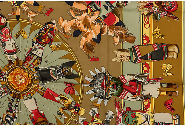 Hermès Brown Kachinas Scarf