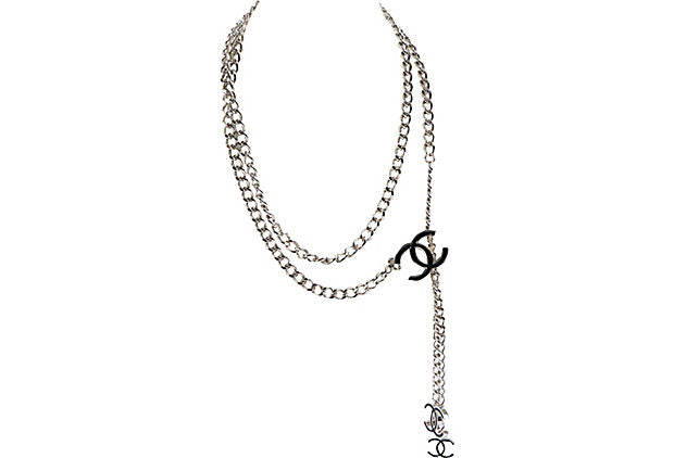 Chanel CC Enamel Necklace (Metallic/Silver)