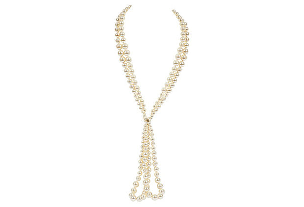 chanel long pearl necklace