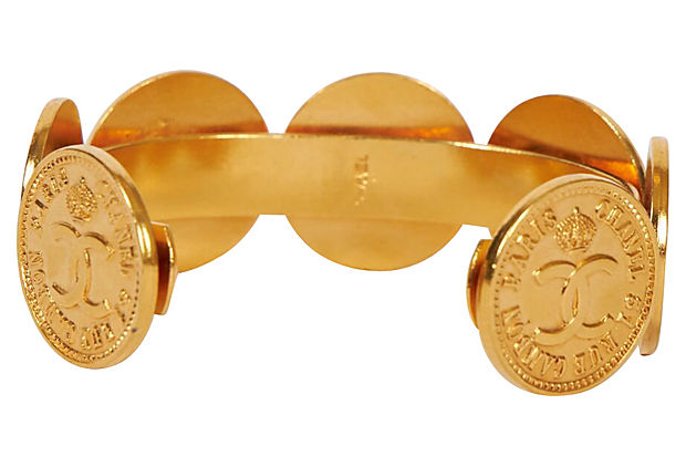 Chanel Vintage Rare Gold Logo Coin Bracelet – Classic Coco