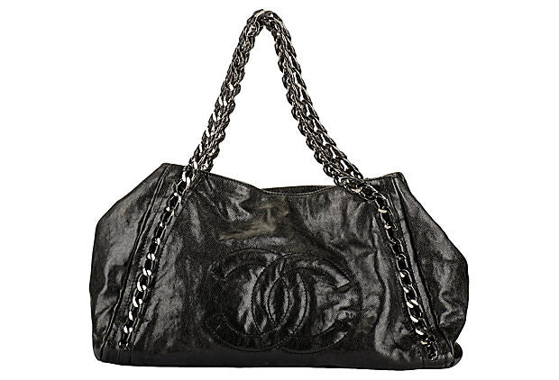 Chanel Black Large Luxury Modern Resin Chain Jumbo Tote Bag