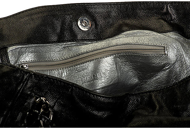 Chanel Modern Chain Tote Bag XL Black Glazed Caviar Luxe Ligne Moto Bag 2009