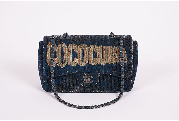 Chanel Coco Cuba Flap Bag Sequins Medium Blue