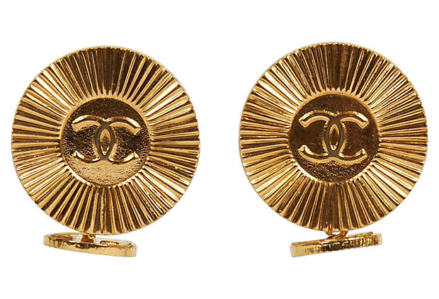 Chanel Gold Logo 80s Cufflinks