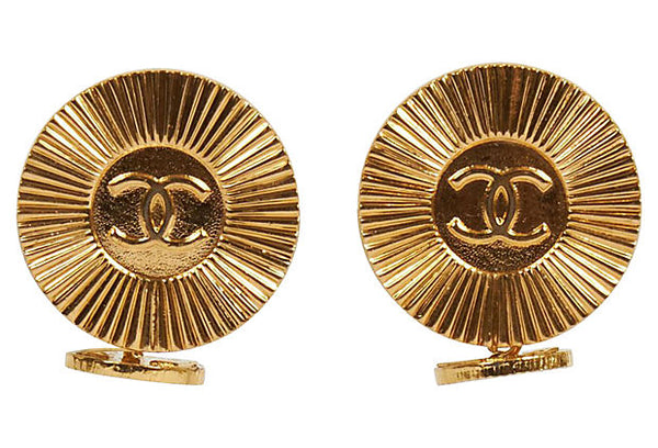 Chanel Gold Logo 80s Cufflinks - Vintage Lux