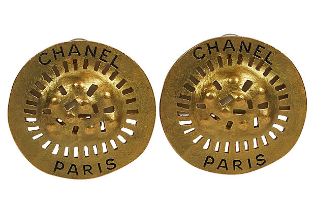 Chanel Dark Gold Perforated Clip Earring